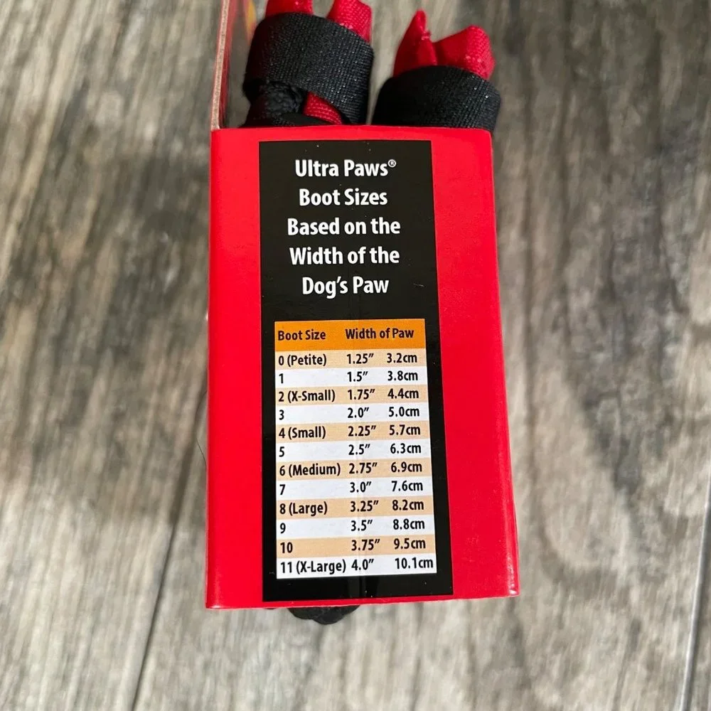 New Ultra Paws Rugged Dog Black Red Boots Dog Pets Size 0 Petite 1.25 inches